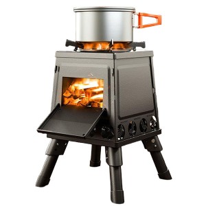 Outdoor folding firewood stove for camping and picnics, large size portable firewood stove for outdoor cooking, barbecue and thickened stove